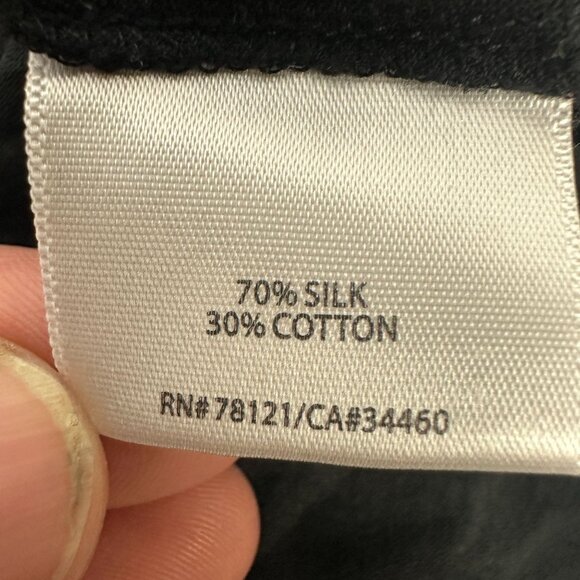 Eileen Fisher Petite Long Sleeve Black Silk Blend Top Womens PL - Picture 4 of 6